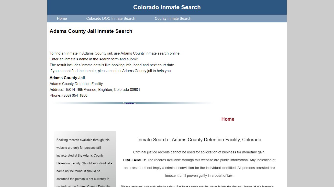 Adams County Jail Inmate Search